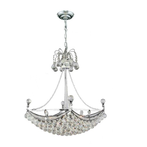 Empire Collection 6 Light Chrome Finish Crystal Umbrella Chandelier 20