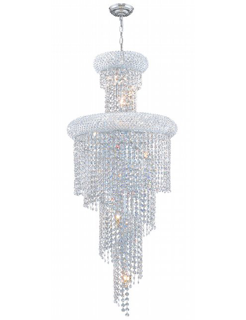 Empire Collection 10 Light Chrome Finish Crystal Spiral Cascading Chandelier 16