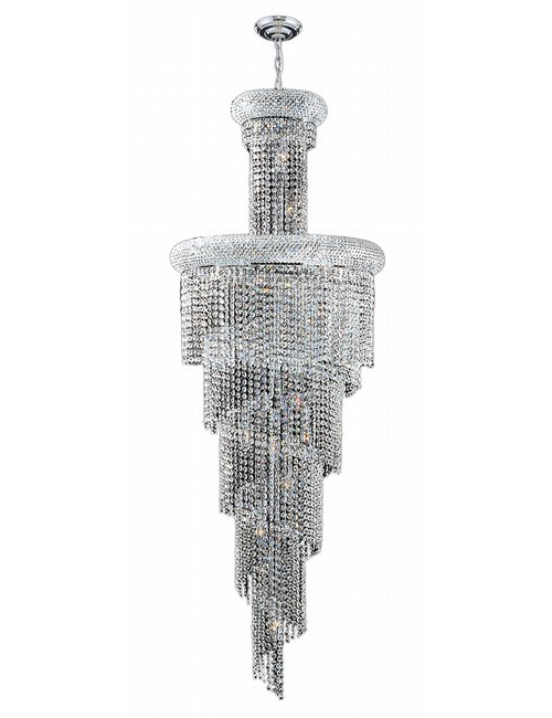 Empire Collection 22 Light Chrome Finish Crystal Spiral Cascading Chandelier 22
