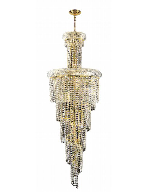 Empire Collection 22 Light Gold Finish Crystal Spiral Cascading Chandelier 22
