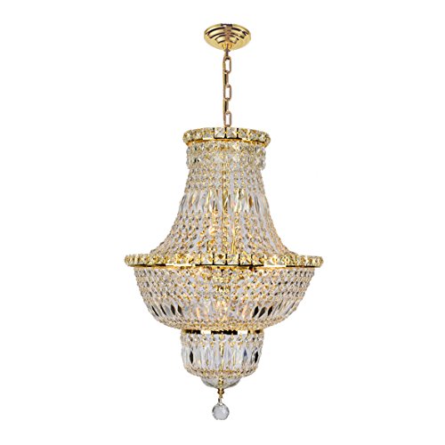 Empire Collection 12 Light Gold Finish Crystal Chandelier 18