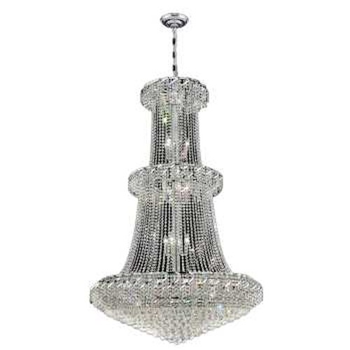 Empire Collection 32 Light Chrome Finish and Clear Crystal Chandelier 42