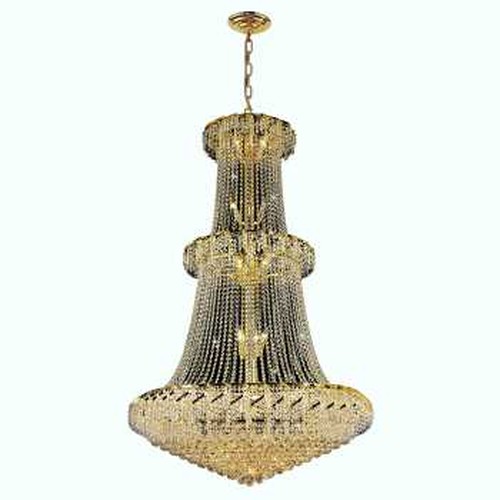 Empire Collection 32 Light Gold Finish and Clear Crystal Chandelier 42