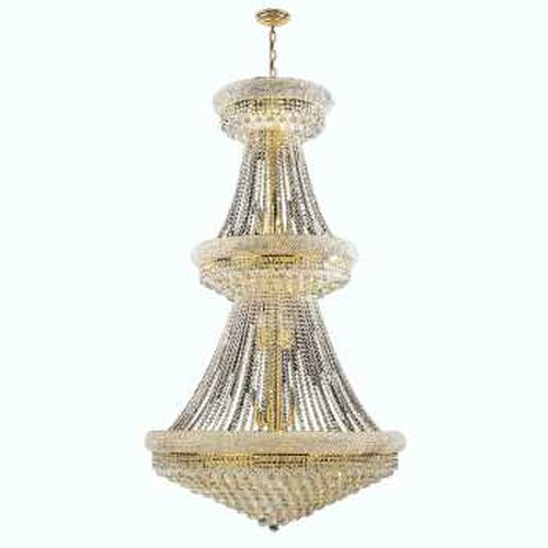 Empire Collection 32 Light Gold Finish Crystal Chandelier 36