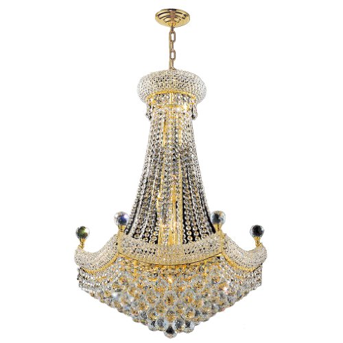 Empire Collection 15 Light Gold Finish Crystal Chandelier 24