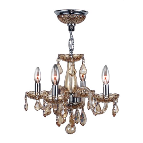Clarion Collection 4 Light Chrome Finish and Amber Crystal Chandelier 16