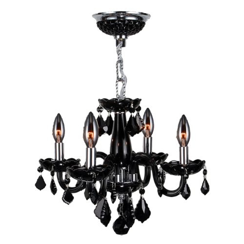 Clarion Collection 4 Light Chrome Finish and Black Crystal Chandelier 16