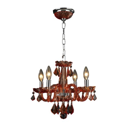 Clarion Collection 4 Light Chrome Finish and Coral Red Crystal Chandelier 16