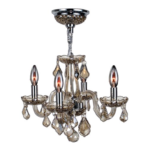 Clarion Collection 4 Light Chrome Finish and Golden Teak Crystal Chandelier 16