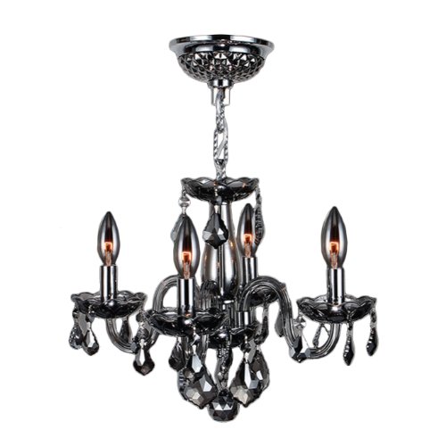 Clarion Collection 4 Light Chrome Finish and Smoke Crystal Chandelier 16