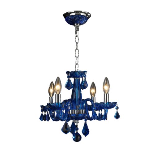 Clarion Collection 4 Light Chrome Finish and Sapphire Blue Crystal Chandelier 16
