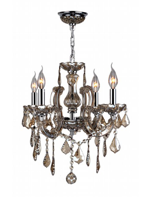 Catherine Collection 4 Light Chrome Finish and Golden Teak Crystal 18