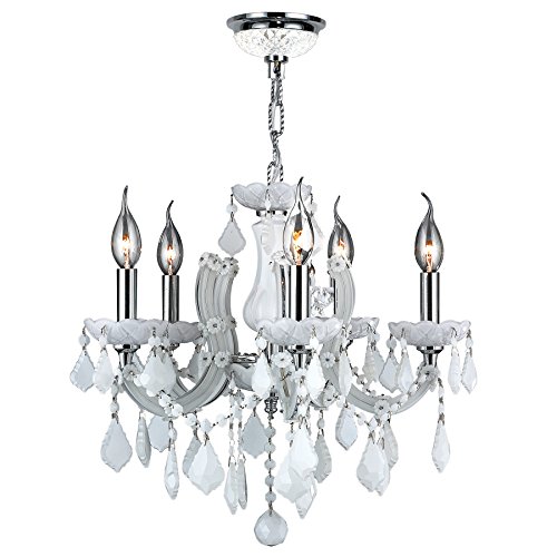 Catherine Collection 5 Light Chrome Finish and White Crystal Chandelier 18" D x 18" H Medium