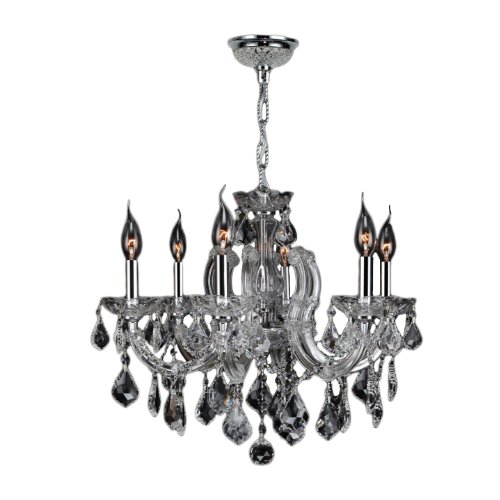 Catherine Collection 6 Light Chrome Finish and Clear Crystal Chandelier 20