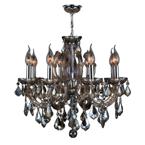 Catherine Collection 6 Light Chrome Finish and Golden Teak Crystal Chandelier 20