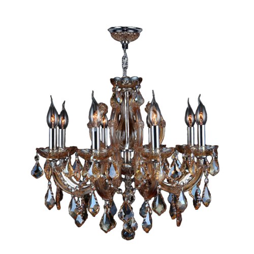 Catherine Collection 8 Light Chrome Finish and Amber Crystal Chandelier 22