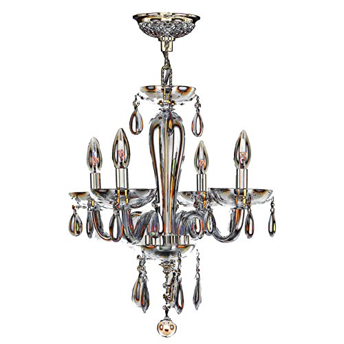 Gatsby Collection 4 Light Chrome Finish and Amber Blown Glass Chandelier 16" D x 18" H Mini