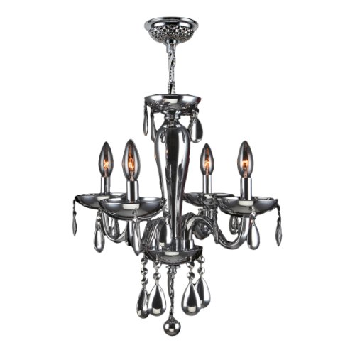 Gatsby Collection 4 Light Chrome Finish and Chrome Blown Glass Chandelier 16