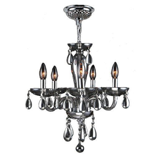 Gatsby Collection 5 Light Chrome Finish and Chrome Blown Glass Chandelier 16