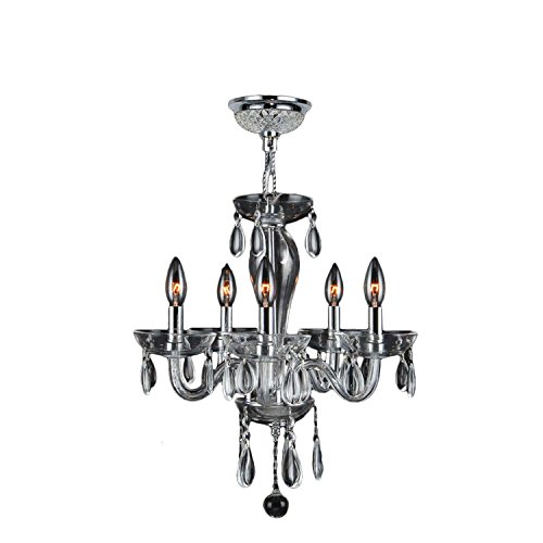 Gatsby Collection 5 Light Chrome Finish and Clear Blown Glass Chandelier 16