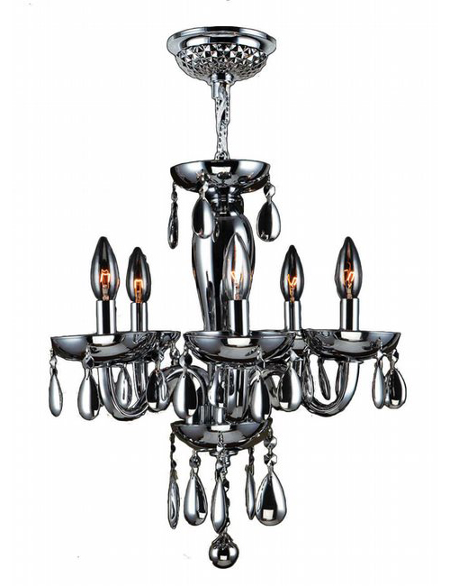 Gatsby Collection 5 Light Chrome Finish and Smoke Blown Glass Chandelier 16
