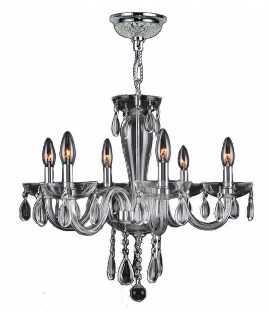 Gatsby Collection 6 Light Chrome Finish and Clear Blown Glass Chandelier 22