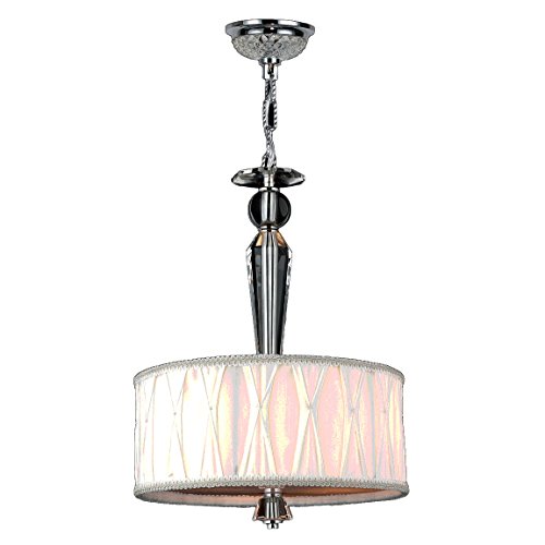 Gatsby Collection 3 Light Chrome Finish and Clear Crystal Pendant with White Fabric Shade 12