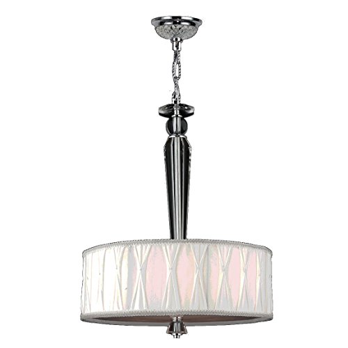 Gatsby Collection 4 Light Chrome Finish and Clear Crystal Pendant with White Fabric Shade 16