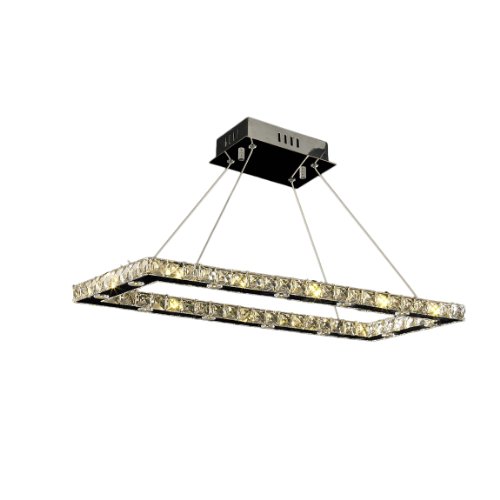 Galaxy 24 LED Light Chrome Finish and Clear Crystal Rectangle Chandelier 28" L x 12" W x 1.5" H Large