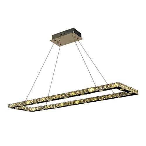 Galaxy 32 LED Light Chrome Finish and Clear Crystal Rectangle Chandelier 42" L x 12" W x 1.5" H Large