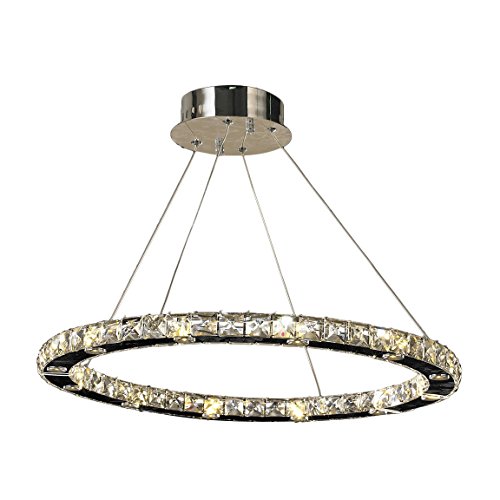 Galaxy 24 LED Light Chrome Finish and Clear Crystal Circular Ring Chandelier 24" D x 1.5" H Large