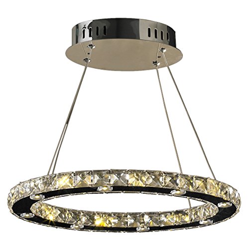 Galaxy 16 LED Light Chrome Finish and Clear Crystal Oval Ring Chandelier 18" L x 14" W x 1.5" H Medium