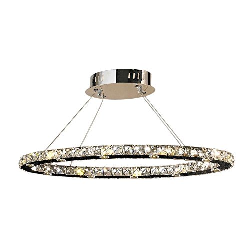 Galaxy 20 LED Light Chrome Finish and Clear Crystal Oval Ring Chandelier 28" L x 12" W x 1.5" H Large