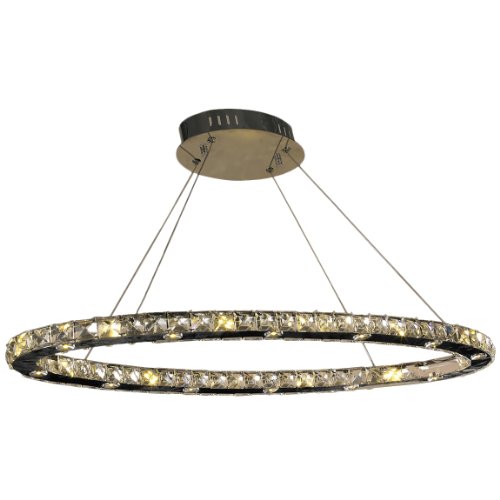 Galaxy 24 LED Light Chrome Finish and Clear Crystal Oval Ring Chandelier 34" L x 14" W x 1.5" H Large