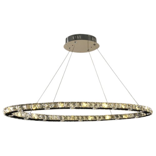 Galaxy 32 LED Light Chrome Finish and Clear Crystal Oval Ring Chandelier 42" L x 16" W x 1.5" Large