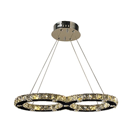 Galaxy 22 LED Light Chrome Finish and Clear Crystal Double Ring Chandelier 22" L x 11" W x 1.5" H Large