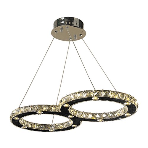 Galaxy 22 LED Light Chrome Finish and Clear Crystal Double Ring Chandelier 26" L x 13" W x 1.5" H Lage