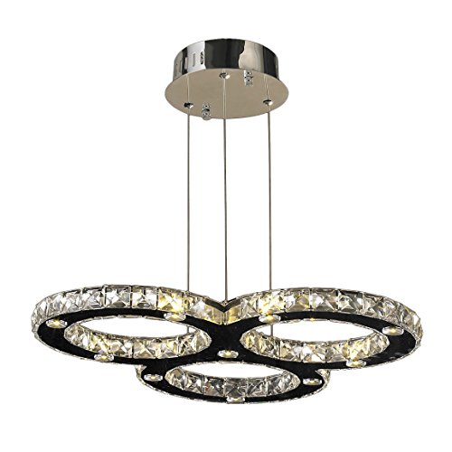 Galaxy 20 LED Light Chrome Finish and Clear Crystal Triple Ring Chandelier 22" D x 1.5" H Large