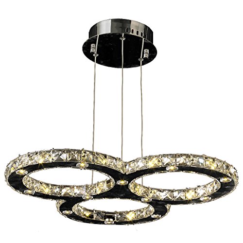 Galaxy 27 LED Light Chrome Finish and Clear Crystal Triple Ring Chandelier 24" D x 1.5" H Large