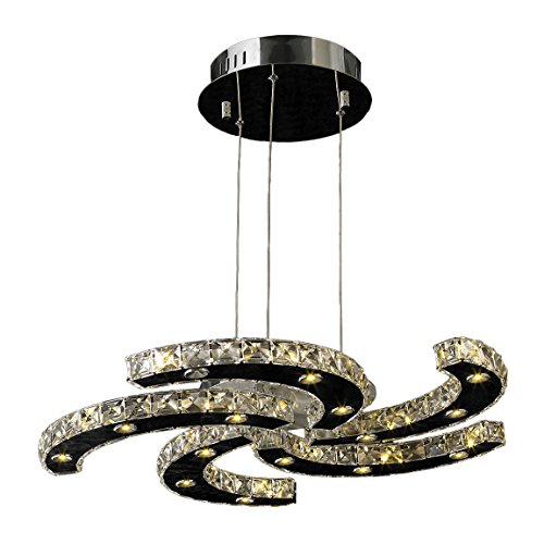 Galaxy 30 LED Light Chrome Finish and Clear Crystal Five Arm Spiral Chandelier 26" D x 1.5" H Large