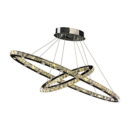 Galaxy 48 LED Light Chrome Finish and Clear Crystal Constellation Ring Chandelier 40" L x 16" W x 1.5" H Large