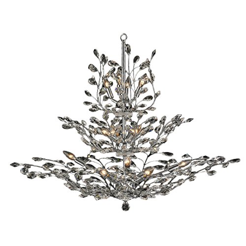 Aspen Collection 18 Light Chrome Finish and Clear Crystal Floral Chandelier 41