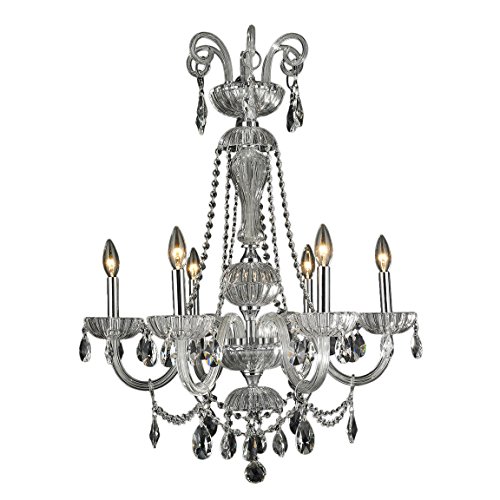 Carnivale Collection 6 Light Chrome Finish and Clear Crystal Chandelier 25