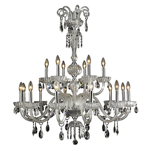 Carnivale Collection 18 Light Chrome Finish and Clear Crystal Chandelier Two 2 Tier 36