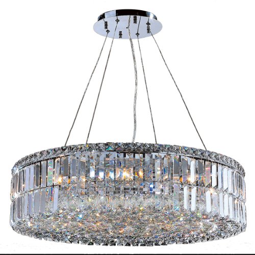 Cascade Collection 12 Light Chrome Finish and Clear Crystal Circle Chandelier 28