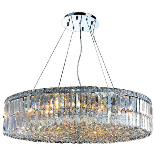 Cascade Collection 18 Light Chrome Finish and Clear Crystal Circle Chandelier 32