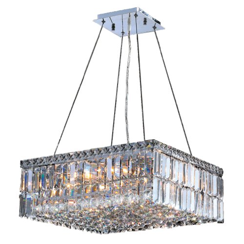Cascade Collection 12 Light Chrome Finish and Clear Crystal Square Chandelier 20
