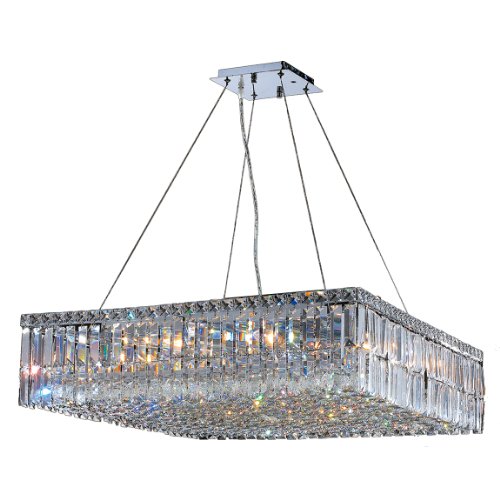 Cascade Collection 12 Light Chrome Finish and Clear Crystal Square Chandelier 28