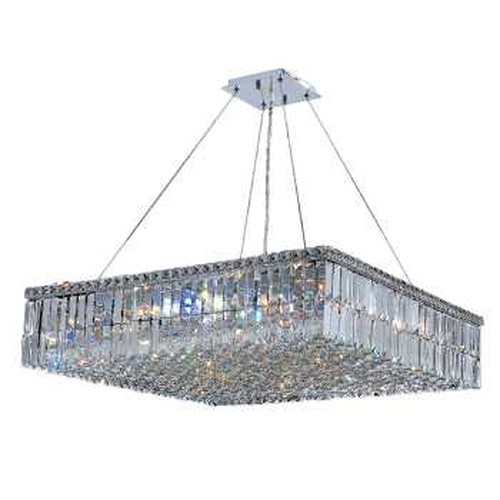 Cascade Collection 12 Light Chrome Finish and Clear Crystal Square Chandelier 32