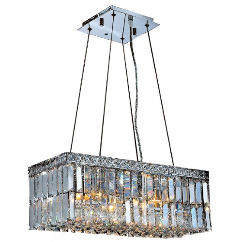 Cascade Collection 4 Light Chrome Finish and Clear Crystal Rectangle Chandelier 20